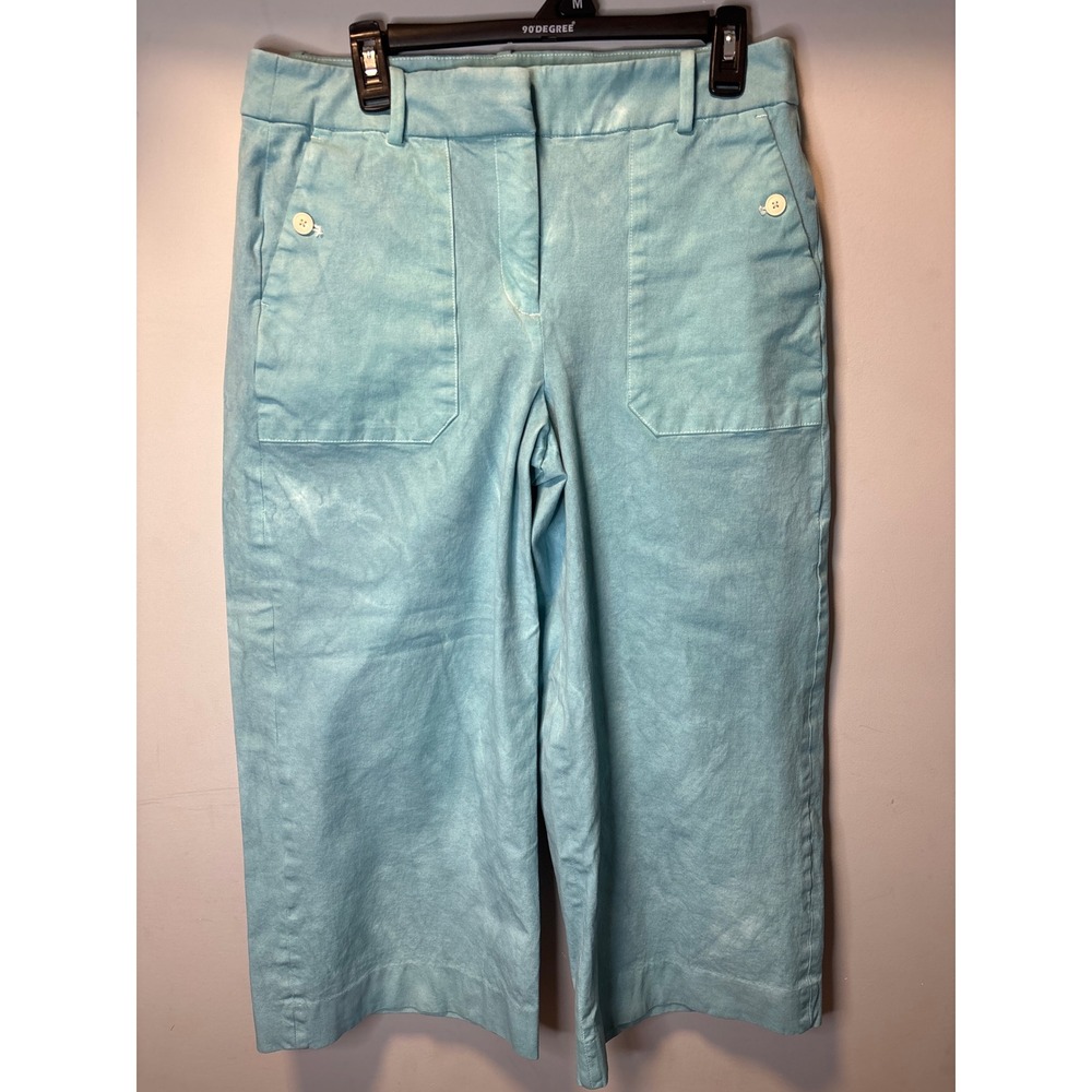 J.Crew Tie Dye Light Blue Wide Leg Crop Cullotte Pants Womens‎ Size 12 High Rise